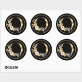 STICKER ROND THÈME DE CHUTE MONOGRAMME D'OR O AVEC CITROUILLES (Feuille)