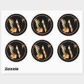 STICKER ROND THÈME DE CHUTE MONOGRAMME W AVEC CITROUILLE (Feuille)