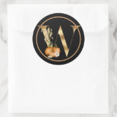 STICKER ROND THÈME DE CHUTE MONOGRAMME W AVEC CITROUILLE (Sac)