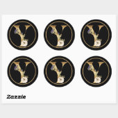STICKER ROND THÈME DE CHUTE MONOGRAMME Y AVEC CITROUILLE BLANC (Feuille)