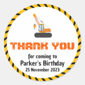 Sticker Rond Thème de construction mignonne Cours d'anniversair (Devant)