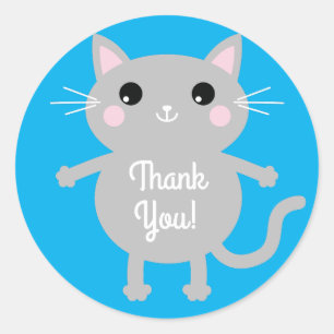 Sticker Rond Thème de fête d'anniversaire de Cat Cute Kitty