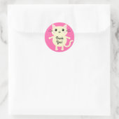 Sticker Rond Thème de fête d'anniversaire de Cat Cute Kitty (Sac)