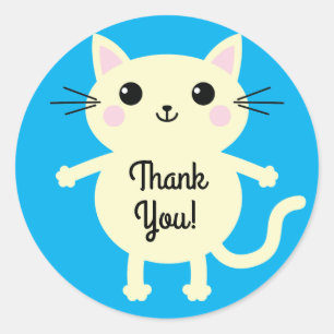 Sticker Rond Thème de fête d'anniversaire de Cat Cute Kitty