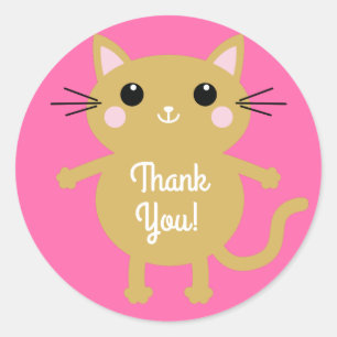Sticker Rond Thème de fête d'anniversaire de Cat Cute Kitty