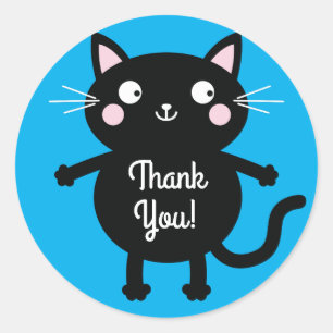 Sticker Rond Thème de fête d'anniversaire de Cat Cute Kitty