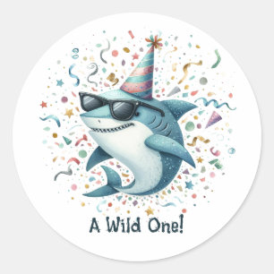 Sticker Rond Thème de fête d'anniversaire "Wild One" sur les re