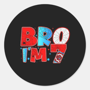 Sticker Rond Thème de fête d'araignée de garçon 7 ans d'anniver