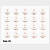Sticker Rond Thème de fête de bébé floral rose ALICE pour la cé (Feuille)