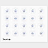 Sticker Rond Thème de fête de mariage en bleu Toile  (Feuille)
