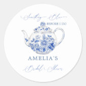 Sticker Rond Thème de fête de mariage en bleu Toile  (Devant)