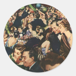 Sticker Rond Thème de fête élégante Hollywood Vintage avec ball