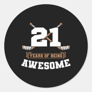 Sticker Rond Thème de fête sportive pour les 21 ans de hockey s