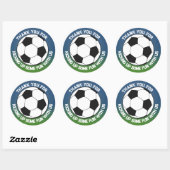 Sticker Rond Thème de football Noir Blanc Cute (Feuille)