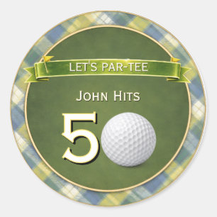 Sticker Rond Thème de golf / golf / golfeur pour anniversaire