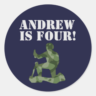 Sticker Rond Thème de la fête d'anniversaire militaire de l'Arm