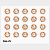 Sticker Rond Thème de l'automne grâces avec fleurs citrouille (Feuille)