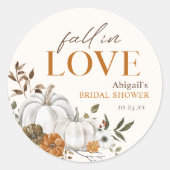 Sticker Rond Thème de mariage champêtre avec citrouilles et fle (Devant)