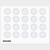 Sticker Rond Thème de mariage Chinois Bleu Floral (Feuille)