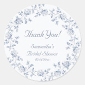 Sticker Rond Thème de mariage Chinois Bleu Floral (Devant)