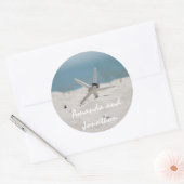 Sticker Rond Thème de mariage coordonné sur la plage (Enveloppe)