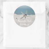 Sticker Rond Thème de mariage coordonné sur la plage (Sac)