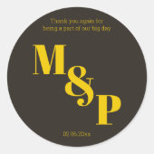 Sticker Rond Thème de Mariage doré noir riche (Devant)