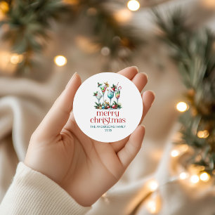 Sticker Rond Thème de Noël Cocktail fêté