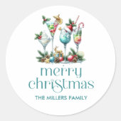 Sticker Rond Thème de Noël Cocktail fêté (Devant)