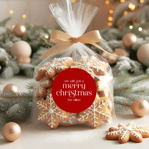 Sticker Rond Thème de Noël Design Rouge Retro Typographie