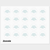 Sticker Rond Thème de Noël Design Turquoise Retro Typographie (Feuille)