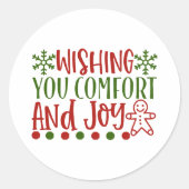 Sticker Rond Thème de Noël : Je vous souhaite le confort et la (Devant)