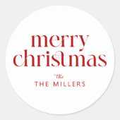 Sticker Rond Thème de Noël Joyeux Noël Retro Typographie (Devant)
