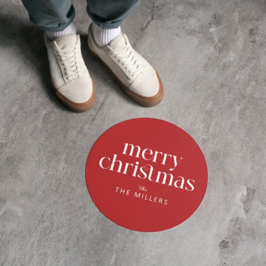 Sticker Rond Thème de Noël Joyeux Noël Retro Typographie