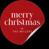 Sticker Rond Thème de Noël Joyeux Noël Retro Typographie