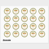 Sticker Rond Thème de pomme Whimsical Baby shower d'automne ver (Feuille)