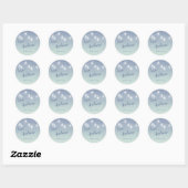 Sticker Rond Thème Décontracté mariage bleu et blanc doux (Feuille)