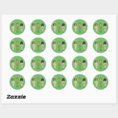 Sticker Rond Thème des amies en pyjama pour filles mignonnes (Feuille)