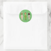 Sticker Rond Thème des amies en pyjama pour filles mignonnes (Sac)