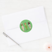 Sticker Rond Thème des amies en pyjama pour filles mignonnes (Enveloppe)