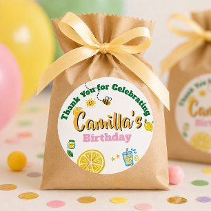 Sticker Rond Thème d'été citron Anniversaire Enfants