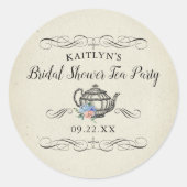 Sticker Rond Thème élégant de thé à la mode rétro | Enterrement (Devant)