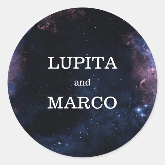 Sticker Rond Thème Espace Marine Élégantes Étoiles Galaxy Maria (Devant)