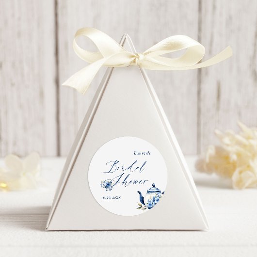 Sticker Rond Thème floral aquarelle bleu pour une baby shower d