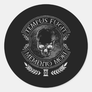Sticker Rond Thème latin Tempus Fugit Meto Mori