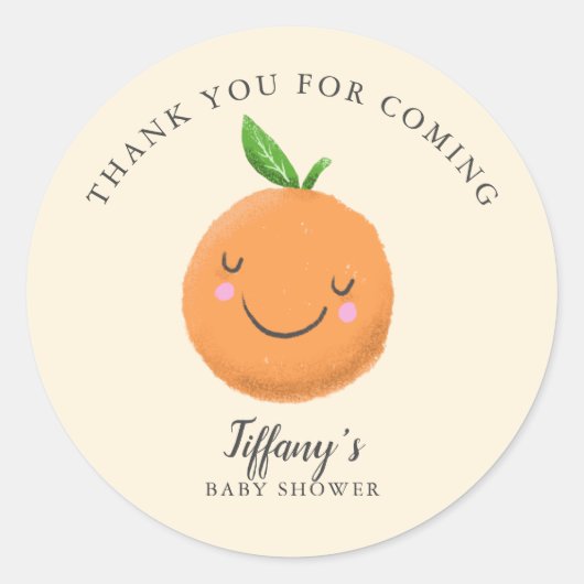 Sticker Rond Thème Little Cutie Baby shower Jaune Faveur (Devant)