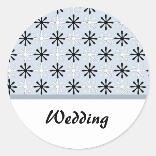 Sticker Rond Thème Mariage noir, blanc et bleu (Devant)