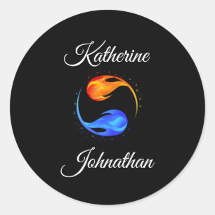 Sticker Rond Thème Mariage Twin Flame