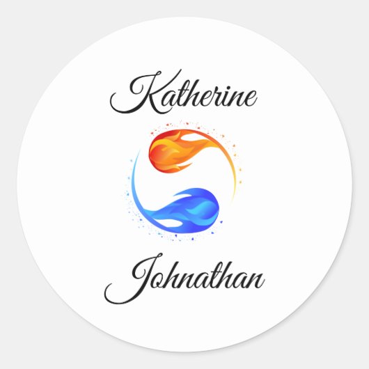 Sticker Rond Thème Mariage Twin Flame - Blanc (Devant)