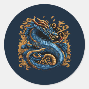 Sticker Rond Thème médiéval Dragon